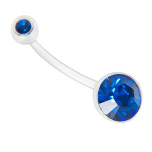 Bioflex double jewelled navel bar Capri Blue